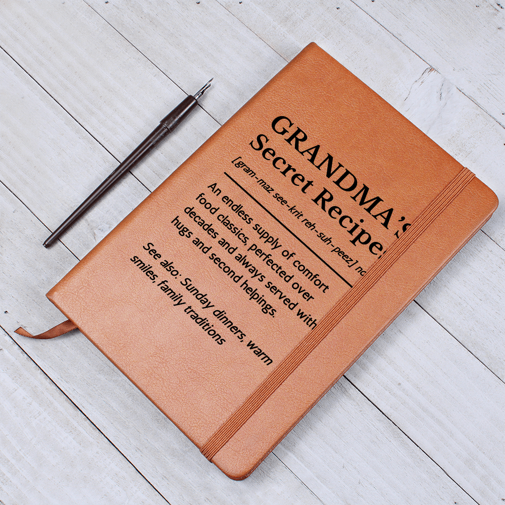 Personalized Vegan Leather Recipe Book: Definition Gift for Grandma Custom Blank Cookbook, Family Cookbook