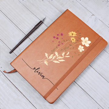 Wildflower Personalized Journal with Name & Date – Custom Floral Notebook Gift for Her, Bridesmaid, Mom, Bride Gratitude Diary for Women