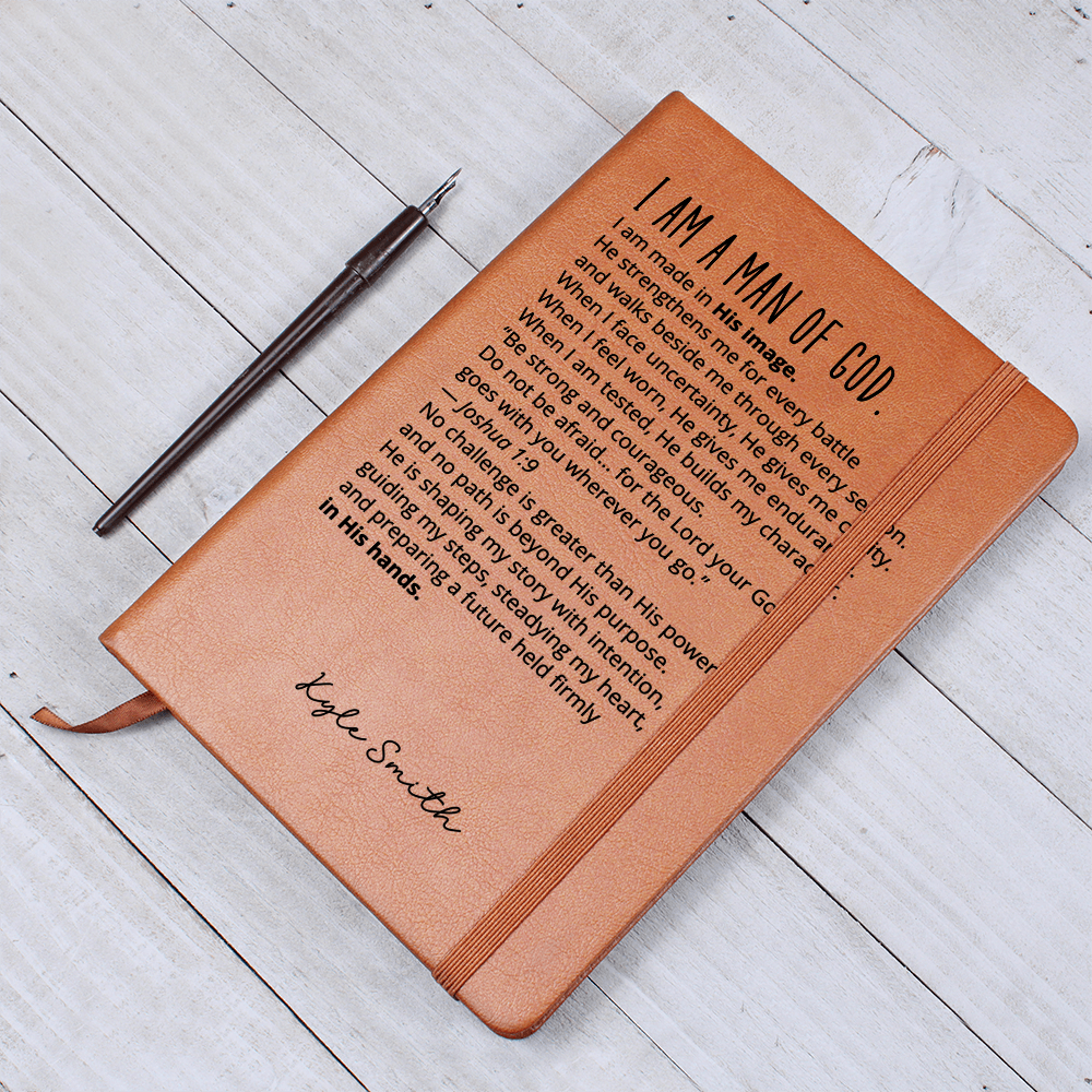 Man of God Christian Journal Personalized Joshua 1:9 Gift