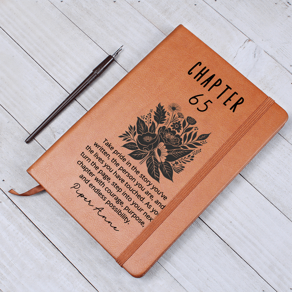 Linocut Chapter 65 Journal Personalized 65th Birthday gift for her Notebook for turning 65 Milestone Gift for Mom Grandma Best Friend Sister