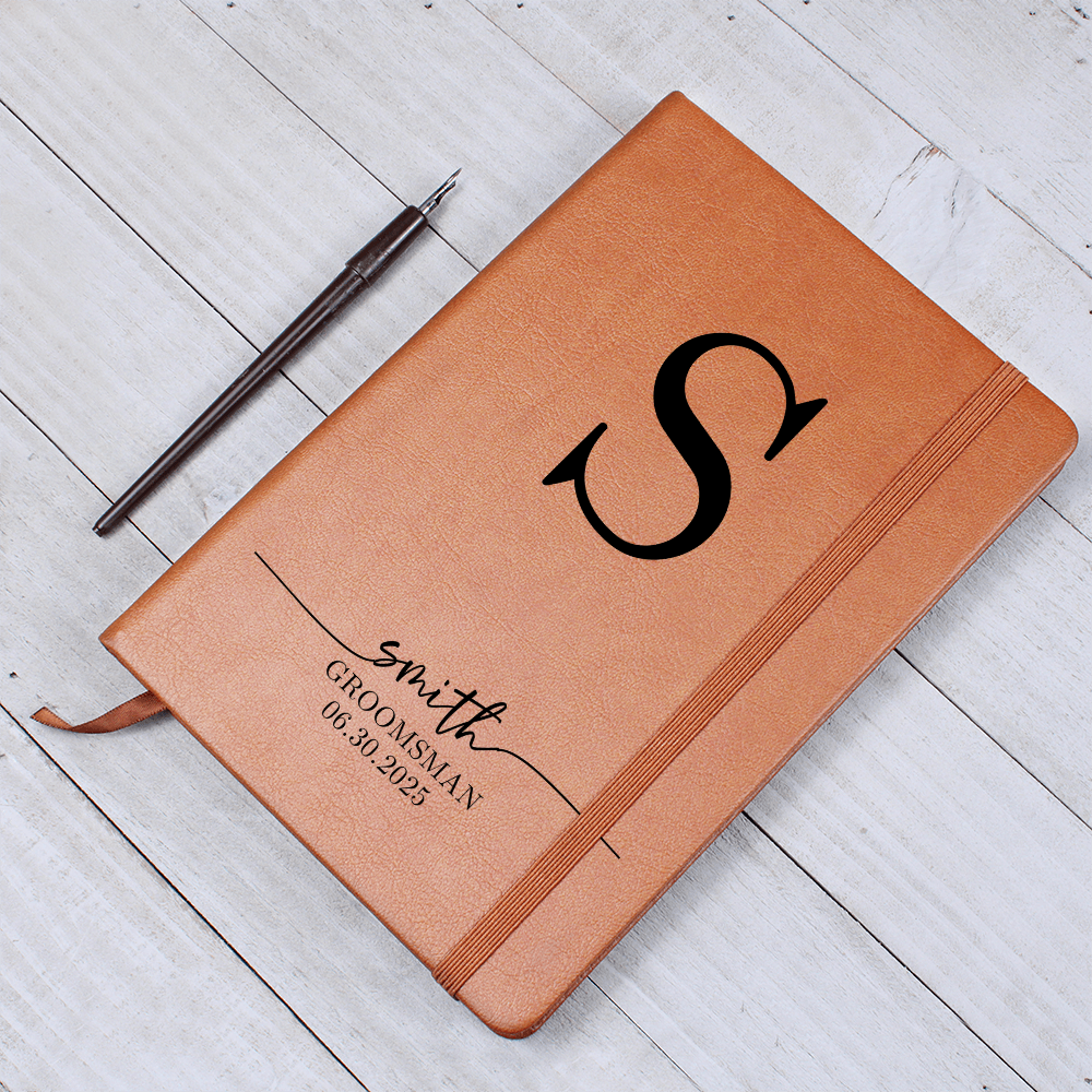 Personalized Groomsman Journal – Custom Monogram Notebook with Name & Wedding Date – Groomsmen Proposal or Thank You Gift Idea
