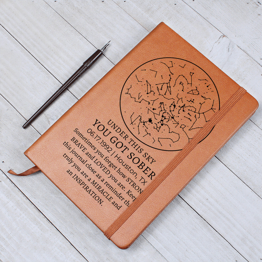 Sober Anniversary Custom Star Map By Date | Personalized Sober Date Sobriety Journal