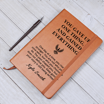 Sobriety Gift Journal with Phoenix | Personalized Vegan Leather Notebook | Recovery Milestone Gift | Inspirational Encouragement Gift