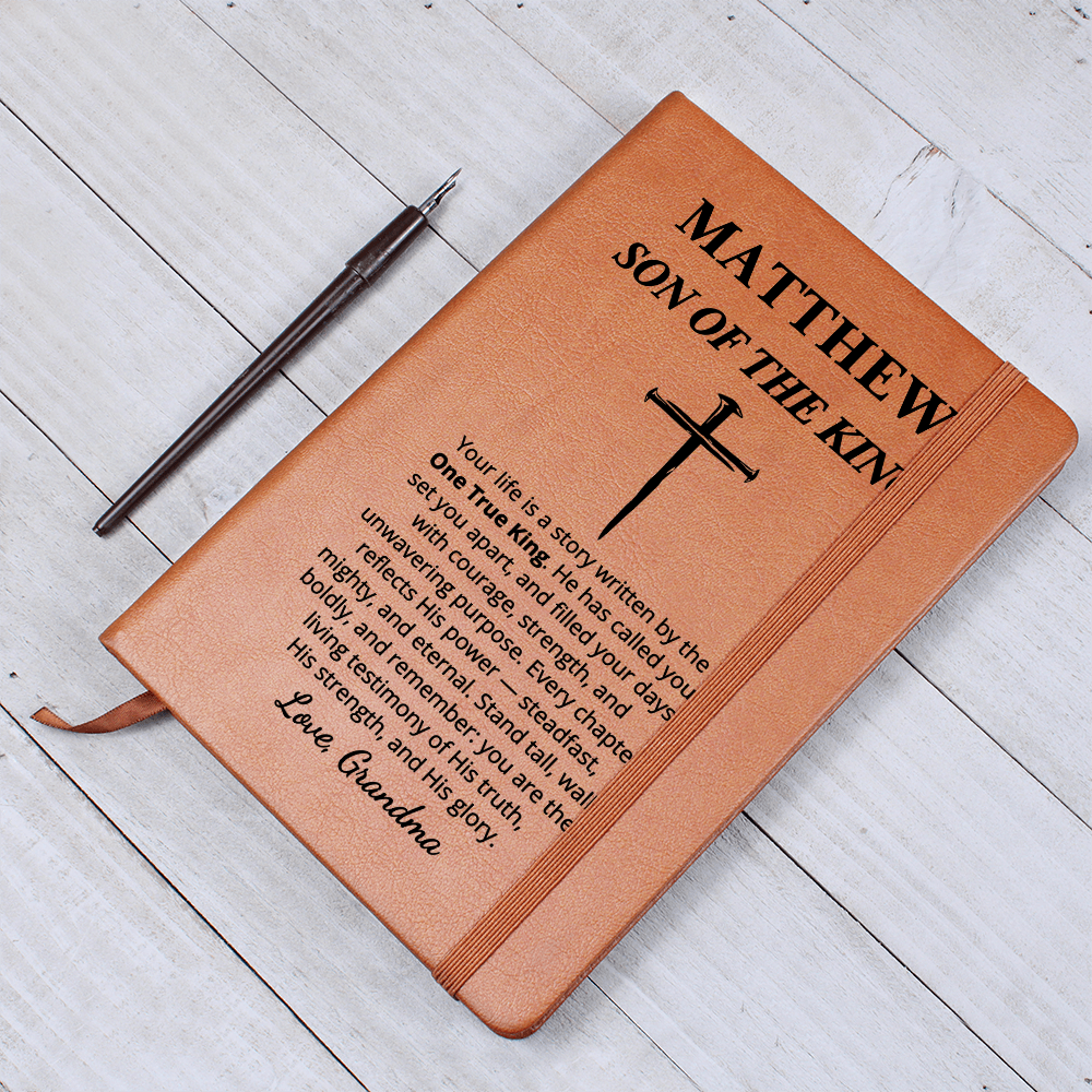 Personalized Son of the King Journal with Cross | Custom Name Christian Gift for Boys | Faith Notebook from Parent Grandparent Godparent
