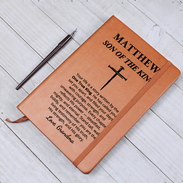 Personalized Son of the King Journal with Cross | Custom Name Christian Gift for Boys | Faith Notebook from Parent Grandparent Godparent