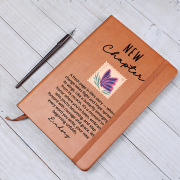 Personalized Butterfly New Chapter Journal | Custom Name Vegan Leather Notebook | Sobriety Divorce Recovery Healing Gift for Her