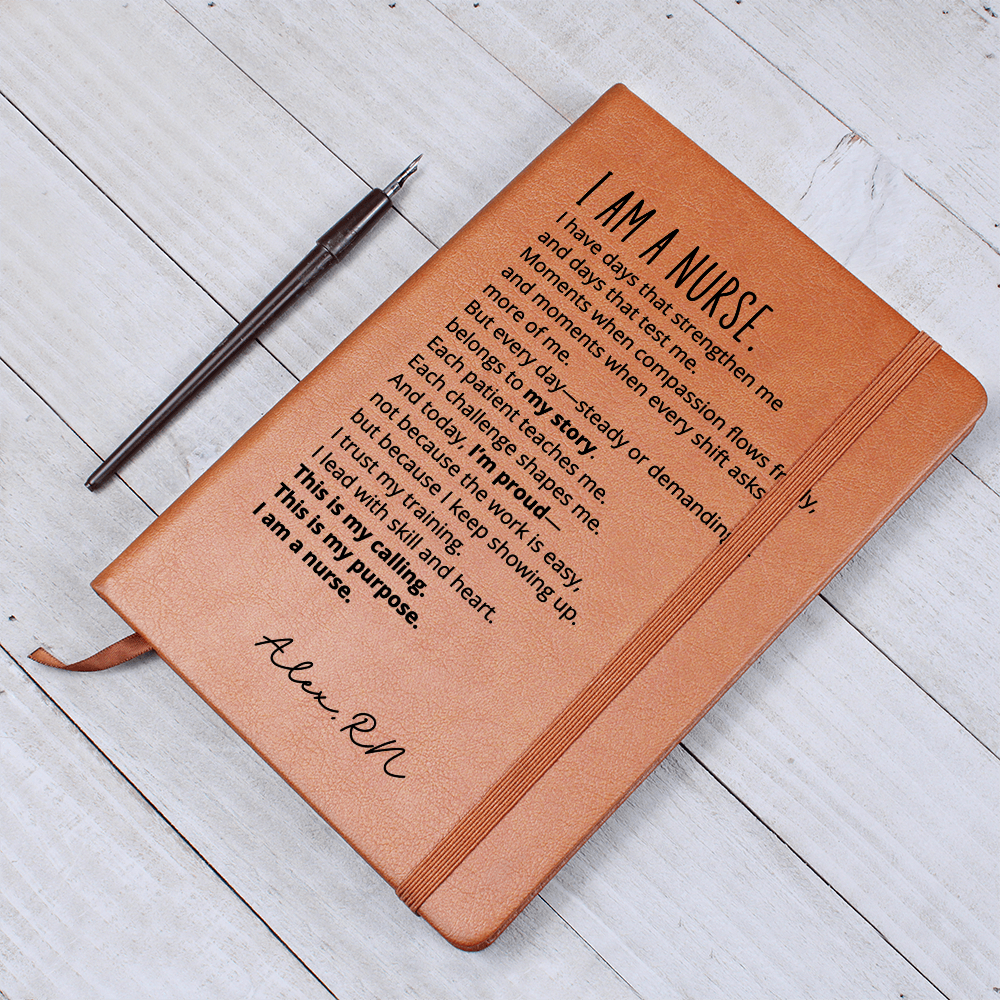Personalized Name Nurse Vegan Leather Journal