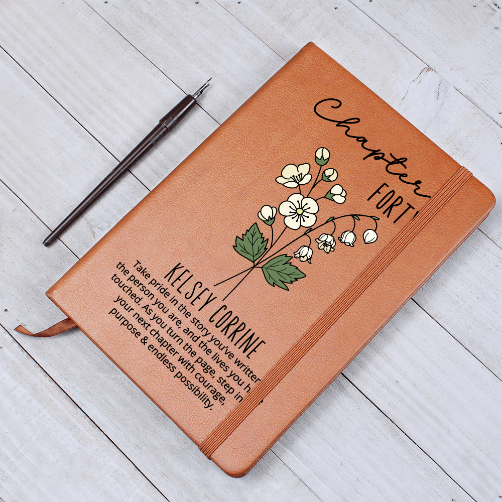 Chapter 40 Personalized Birth Month Flower Journal, 40th Birthday Gift for Her, Custom Floral Name Gift for Daughter Granddaughter