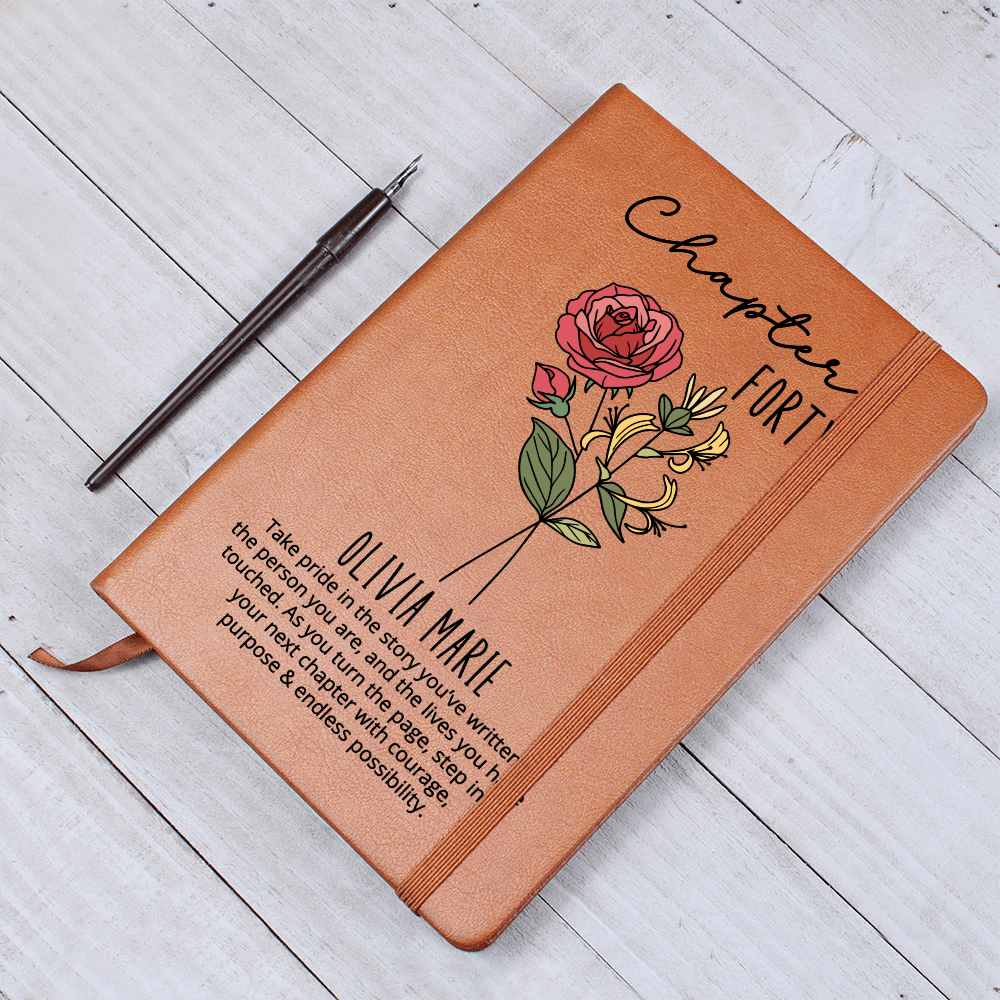 Chapter 40 Birth Month Flower Notebook | 40th Birthday Gift for Her Name Journal , Sentimental Personalized Birthday Gift for Daughter