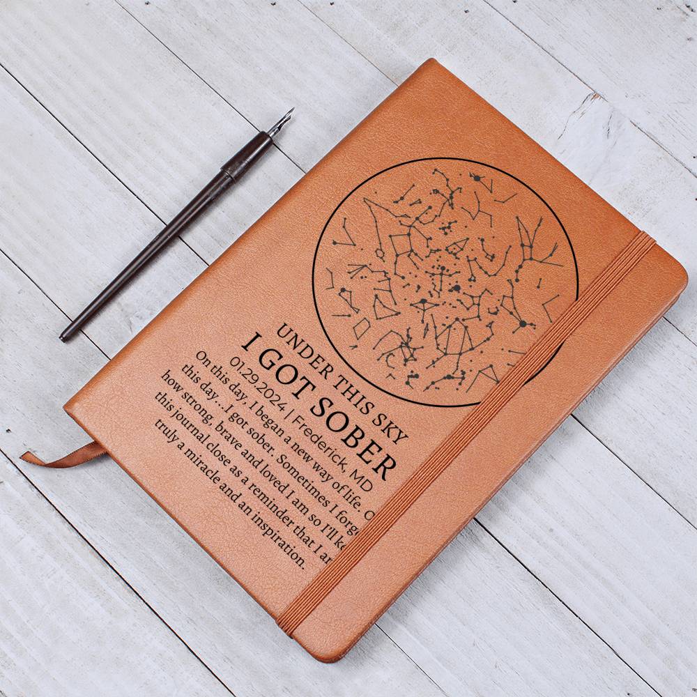 Addiction Recovery Journal Custom Star Map By Sober Date Sobriety Gift Relapse Prevention Plan