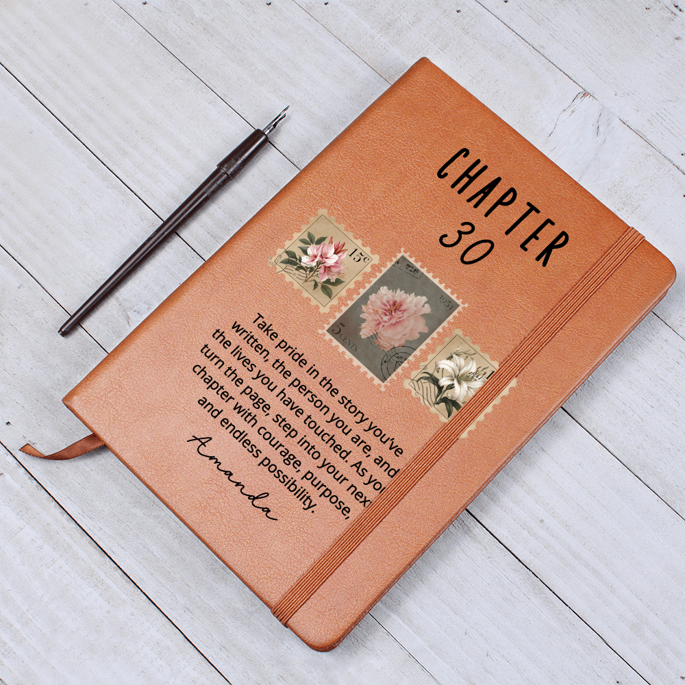 Personalized 30th Birthday Journal | Custom Name Chapter 30 Vegan Leather Notebook | Milestone Birthday Gift for Women Her Keepsake