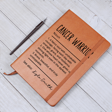 Cancer Warrior Journal, Personalized Vegan Leather Notebook, Custom Name Cancer Survivor Gift, Encouragement Journal, Christmas Gift Idea