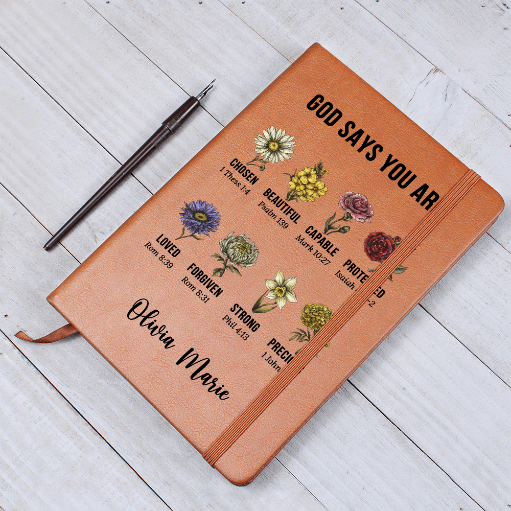 God Says You Are Personalized Prayer Journal For Women Custom Positive Affirmations Journal Christian Gift Religious Gift for Girls Journal