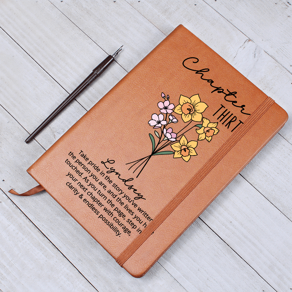 30th Birthday Gift for Her or Him-Chapter 30 Name Journal, Birth Month Flower Notebook, Sentimental Personalized Birthday Gift for Daughter