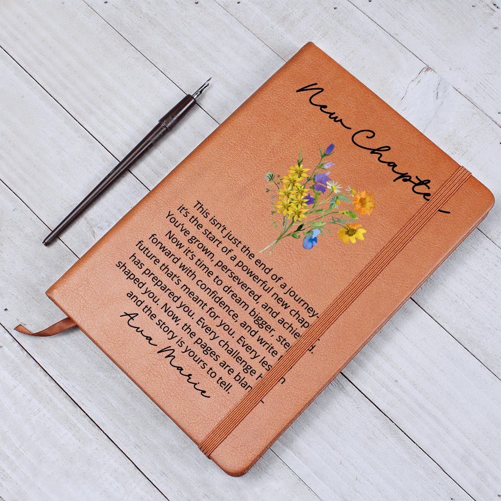 Personalized New Chapter Journal, Custom Name Notebook, A5 Vegan Leather Journal, Retirement Gift, New Beginnings, Coworker Gift
