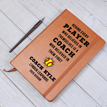Any Sport Personalized Gift for Coach End of Season Thank You Customized Coach Book Youth Travel School Vegan Leather Notebook
