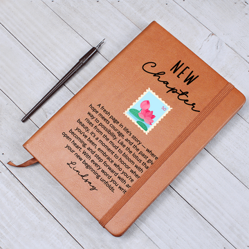 Personalized New Chapter Lotus Journal | Custom Name Vegan Leather Notebook | Sobriety Recovery Divorce Healing Encouragement Gift