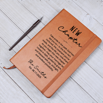 Christian Wedding Gift for Couple | Personalized Faith Journal with Name & Date | God-Centered Marriage Keepsake | New Chapter Notebook