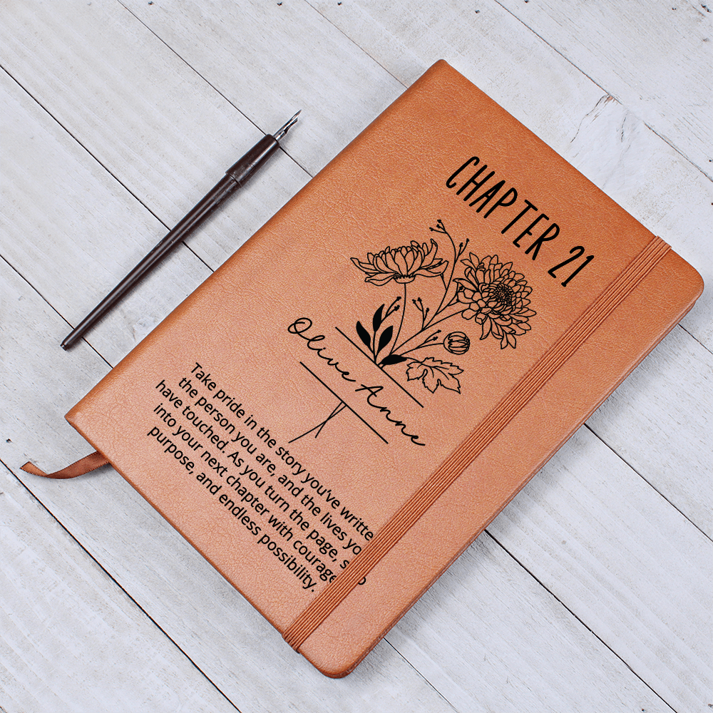 21st Birthday Gift for Her – Personalized Chapter 21 Journal with Name – Birth Month Flower Notebook – 21st Keepsake Gift Idea