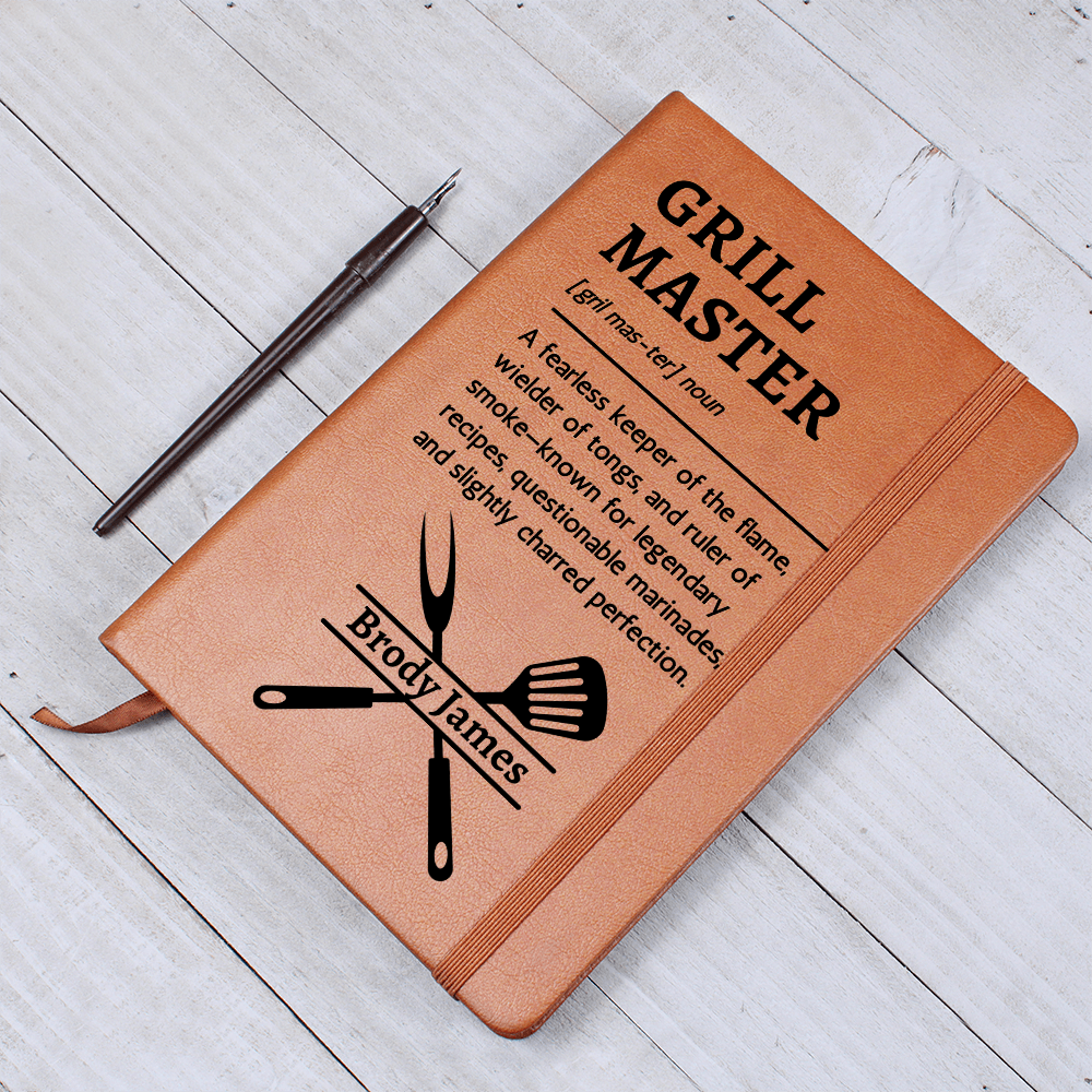 Custom Grill Master BBQ Recipe Book | Personalized Name Secret Recipes Journal, Funny Cookbook Gift for Dad, Grandpa, or Friend