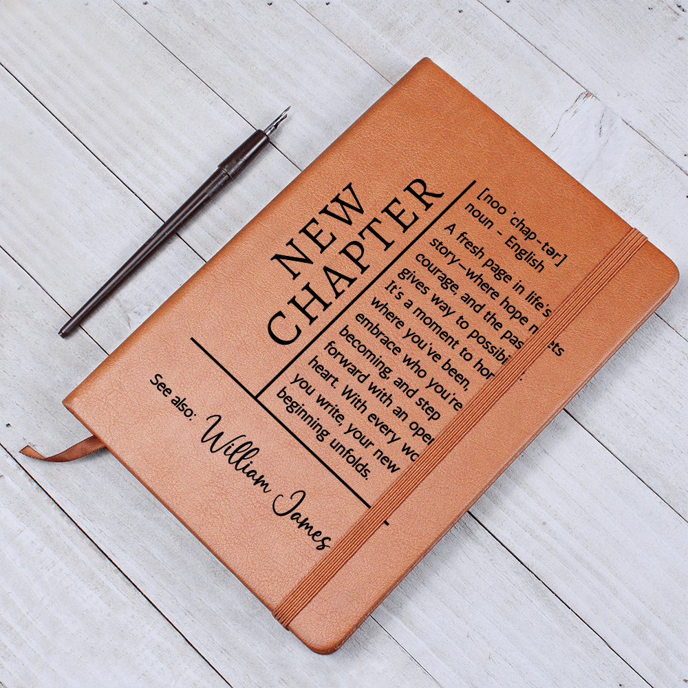 New Chapter Personalized Journal • Vegan Leather Notebook • Graduation Gift • Retirement Gift • New Beginning Gift for Her or Him