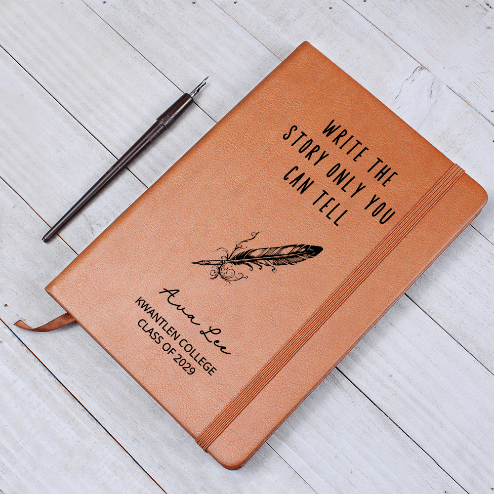 Personalized Back to College Journal • Custom Feather Design Notebook • Class of 2029 Gift • Name College Keepsake • New Chapter Gift