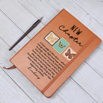 Personalized Butterfly New Chapter Notebook | Custom Name Vegan Leather Journal Sobriety Divorce Recovery Encouragement Healing Gift for Her