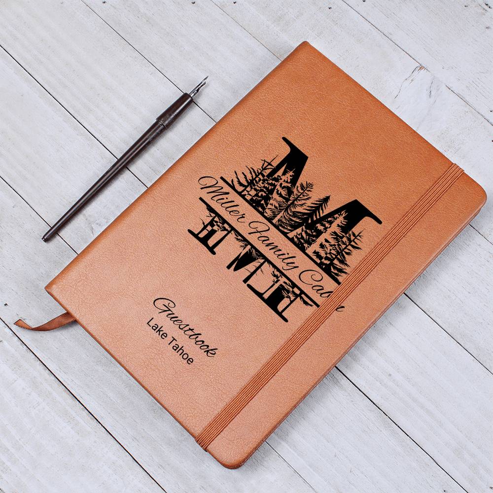 Personalized Cabin Guest Book, Engraved Leather Notebook, Personalized Journal, Customized Leather Gift, Leatherette Journal, Cabin Decor