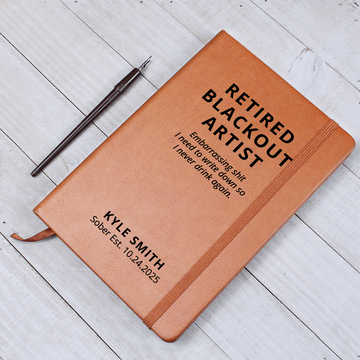 Personalized Sober Date Journal, Custom Name Vegan Leather Notebook, Sobriety Gift, Recovery Anniversary Keepsake, Clean Date Gift
