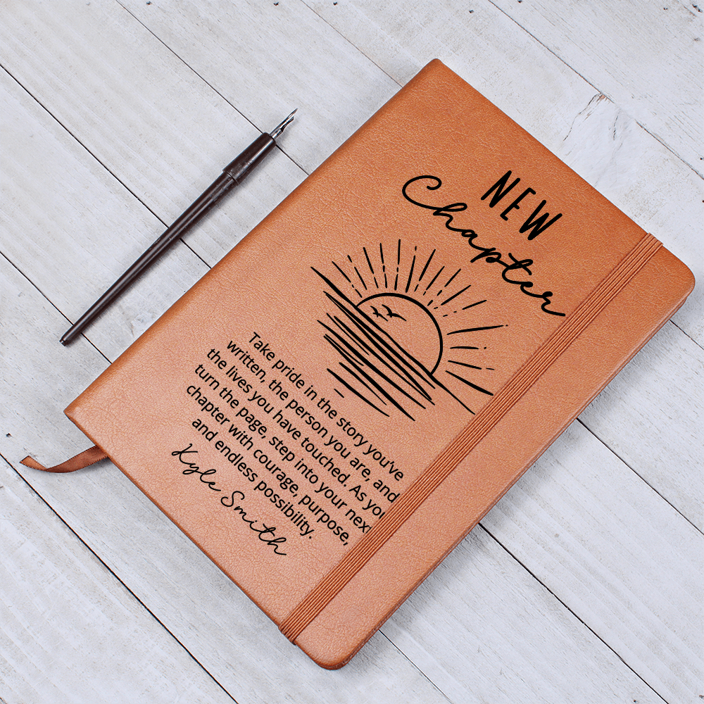 New Chapter Custom Name Notebook | Vegan Leather Journal Encouragement Gift