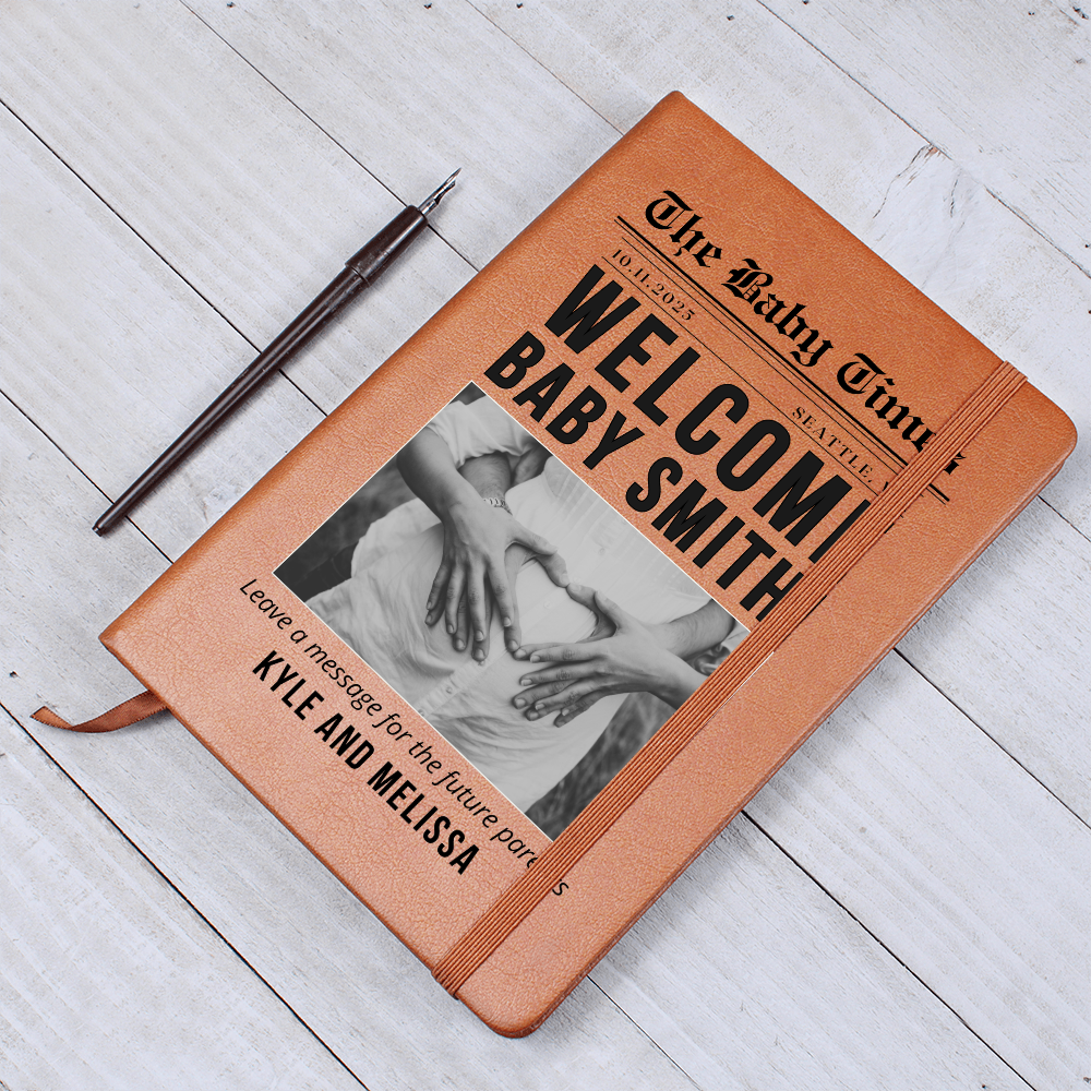 Baby Shower Guest Book- Welcome Baby Journal- Custom Guest Book- Personalized Name Journal- Wishes for Baby- Advice for Parents- Baby Advice
