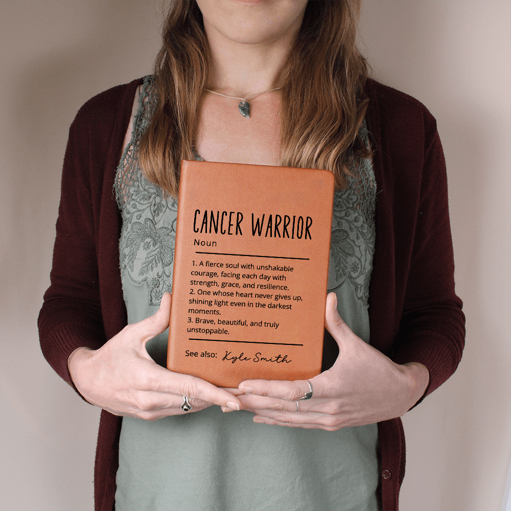 Cancer Warrior Journal, Personalized Vegan Leather Notebook, Custom Name Cancer Survivor Gift, Encouragement Journal, Christmas Gift Idea