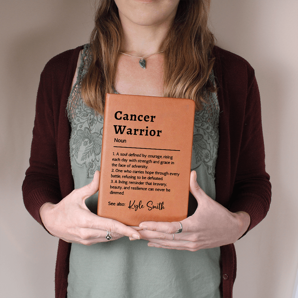 Cancer Warrior Journal, Personalized Vegan Leather Notebook, Custom Name Cancer Survivor Gift, Encouragement Journal, Christmas Gift Idea