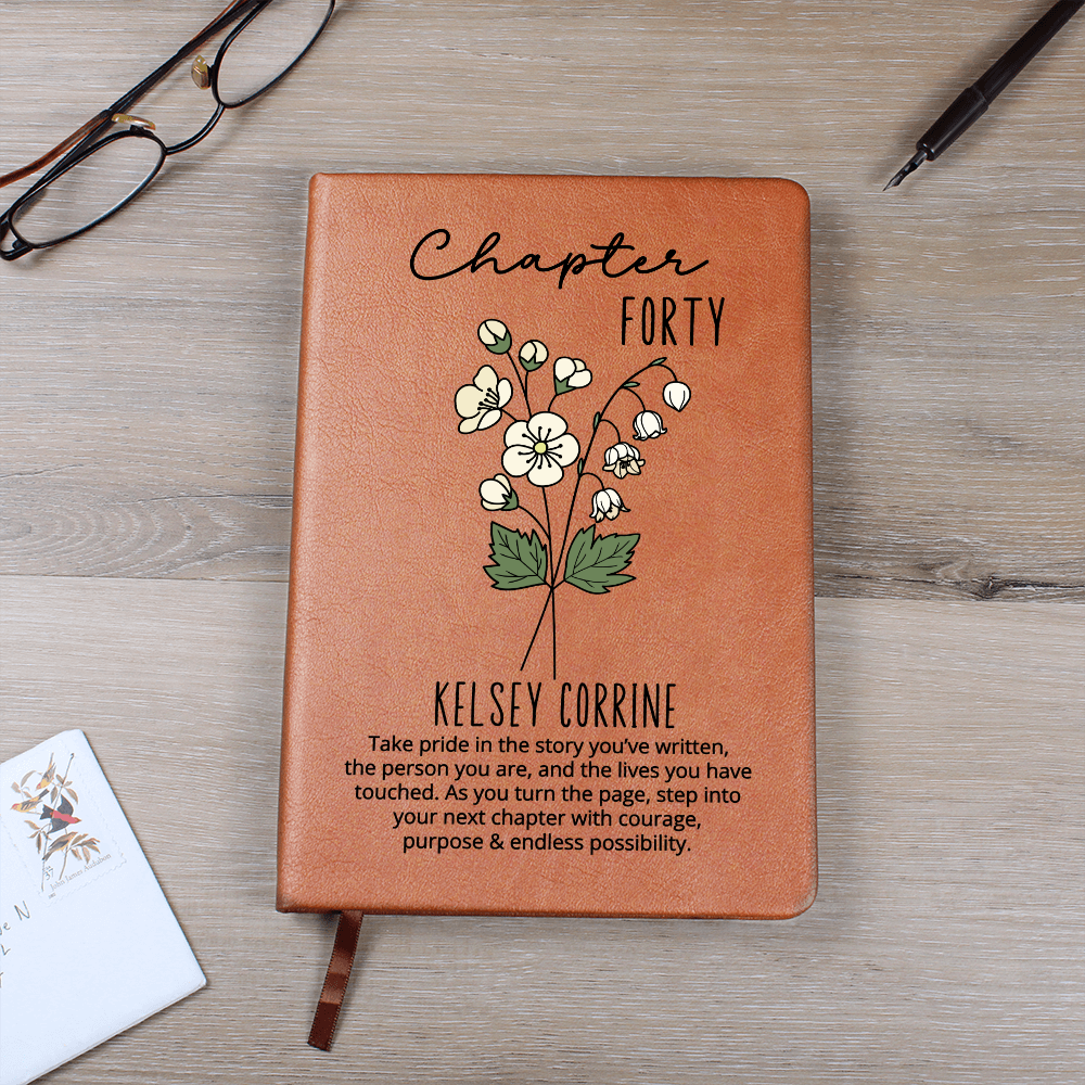 Chapter 40 Personalized Birth Month Flower Journal, 40th Birthday Gift for Her, Custom Floral Name Gift for Daughter Granddaughter