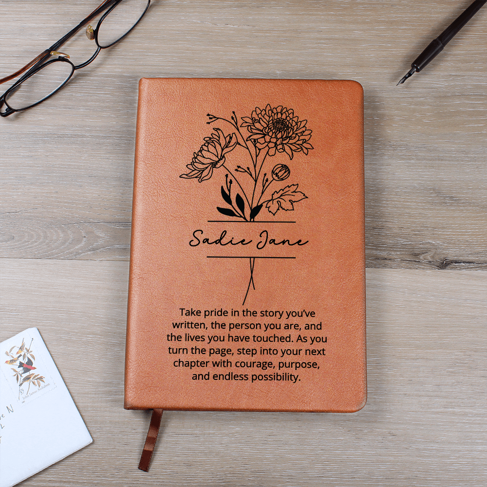 Personalized Name and Birthflower Journal Milestone Birthday Gift for Her | Birth Flower Gifts for Women
