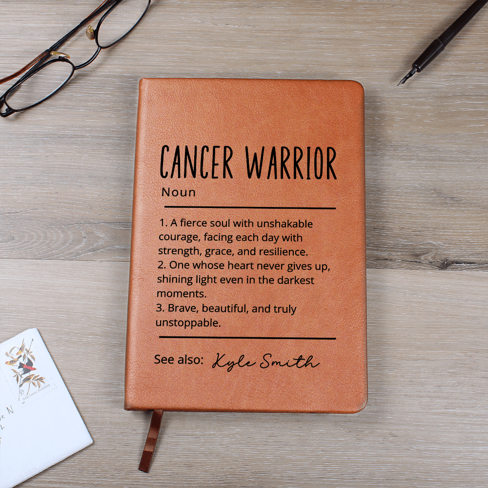 Cancer Warrior Journal, Personalized Vegan Leather Notebook, Custom Name Cancer Survivor Gift, Encouragement Journal, Christmas Gift Idea