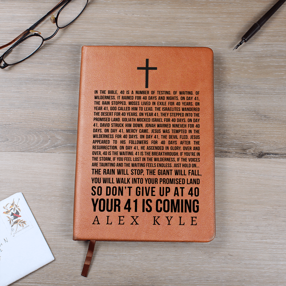 Personalized Bible Verse Journal  41 is Coming Custom Name Encouragement Gift  - Scripture Notebook - 40 Days and Nights - God's Promises - Christian Gifts