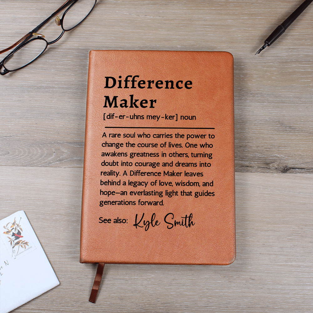 Difference Maker Journal, Thank You Gift for Mentor Teacher Boss, Personalized Notebook, Retirement Gift, Appreciation Christmas Gift Idea