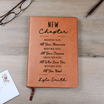 Personalized Vegan Leather Journal | New Chapter Engraved Notebook, Custom Name Memory & Dream Journal, Gift for Graduation or Birthda