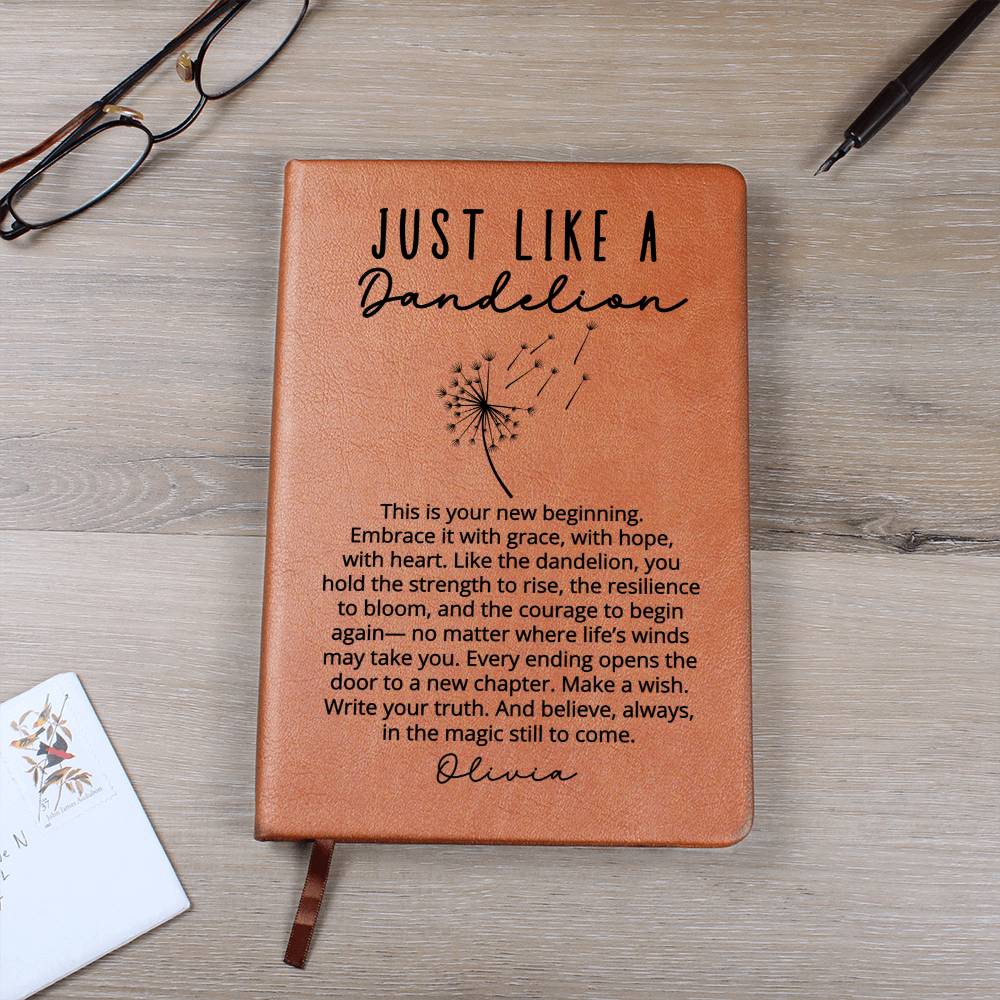 Personalized New Beginnings Journal for Her Dandelion Fresh Start Gift, Retirement, Divorce, Graduation, New Chapter Notebook