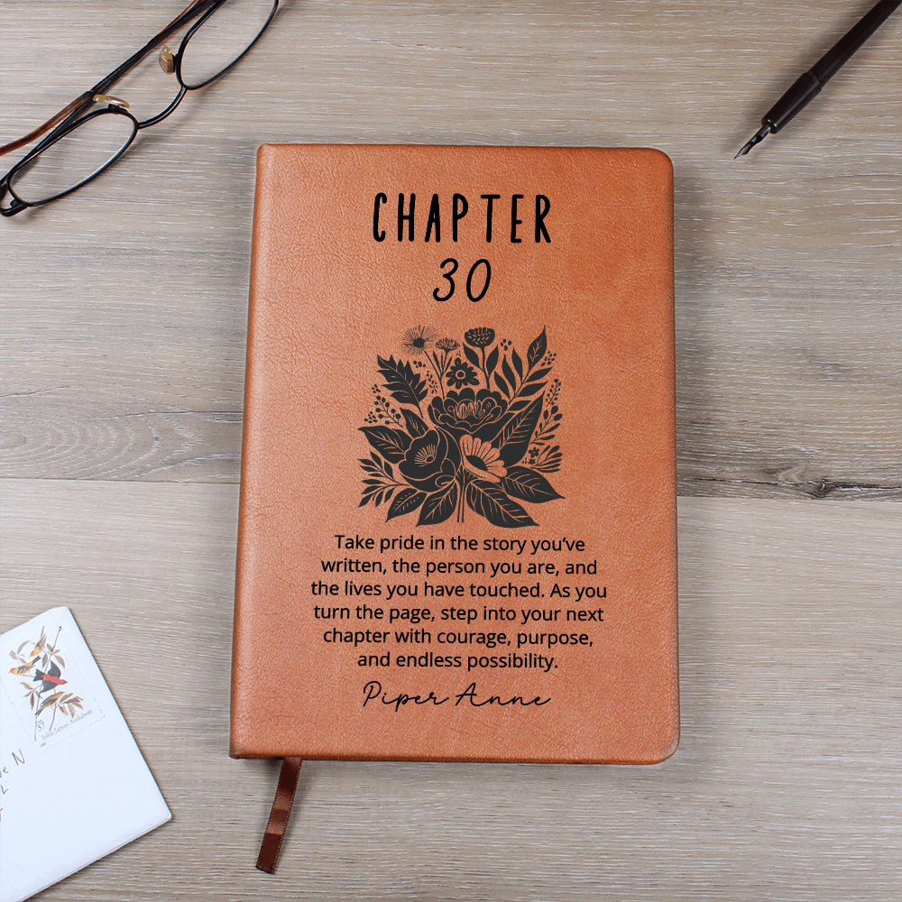Linocut Floral Chapter 30 Journal Personalized 30th Birthday gift for her, Notebook for turning 30, Milestone journal for best friend Sister Daughter