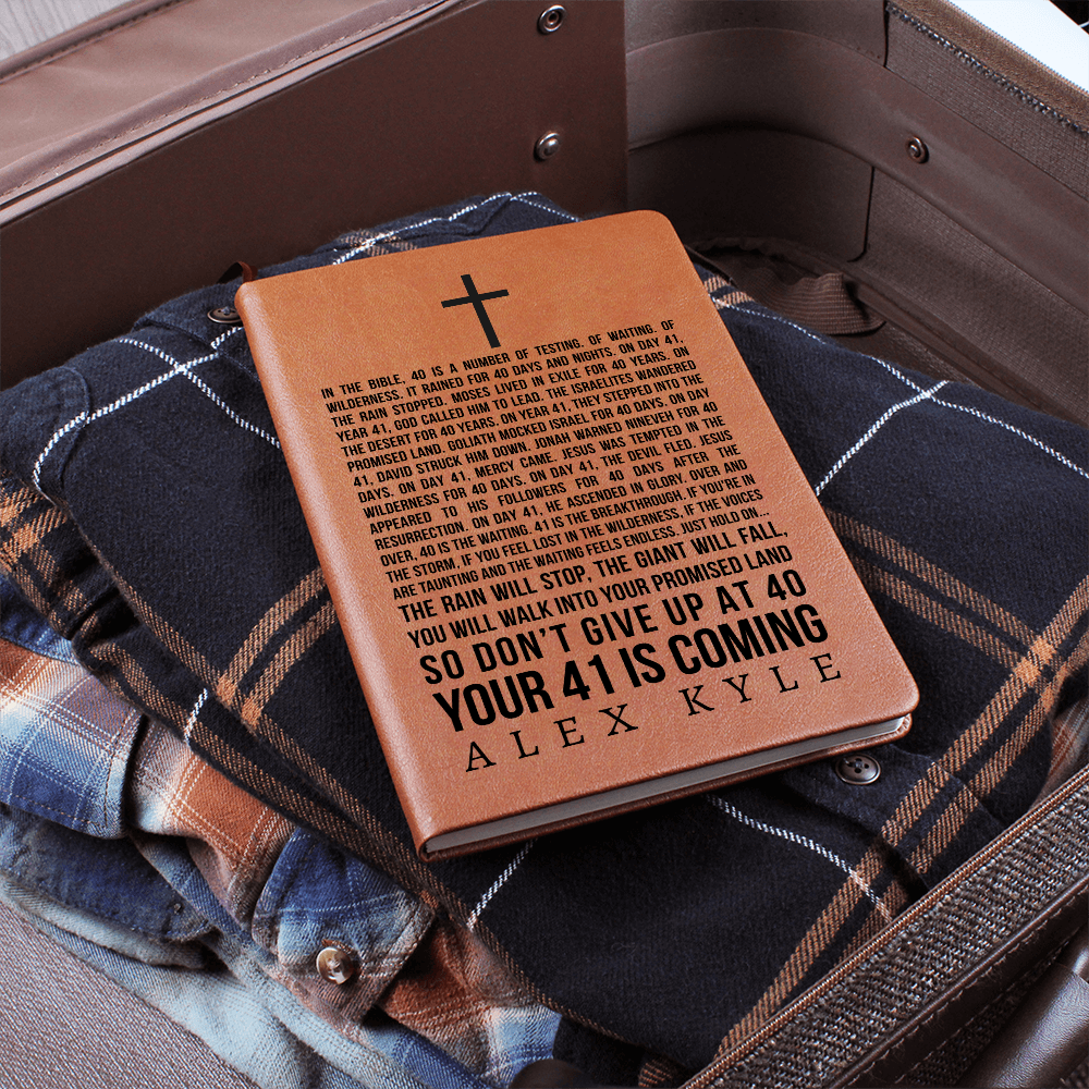 Personalized Bible Verse Journal  41 is Coming Custom Name Encouragement Gift  - Scripture Notebook - 40 Days and Nights - God's Promises - Christian Gifts