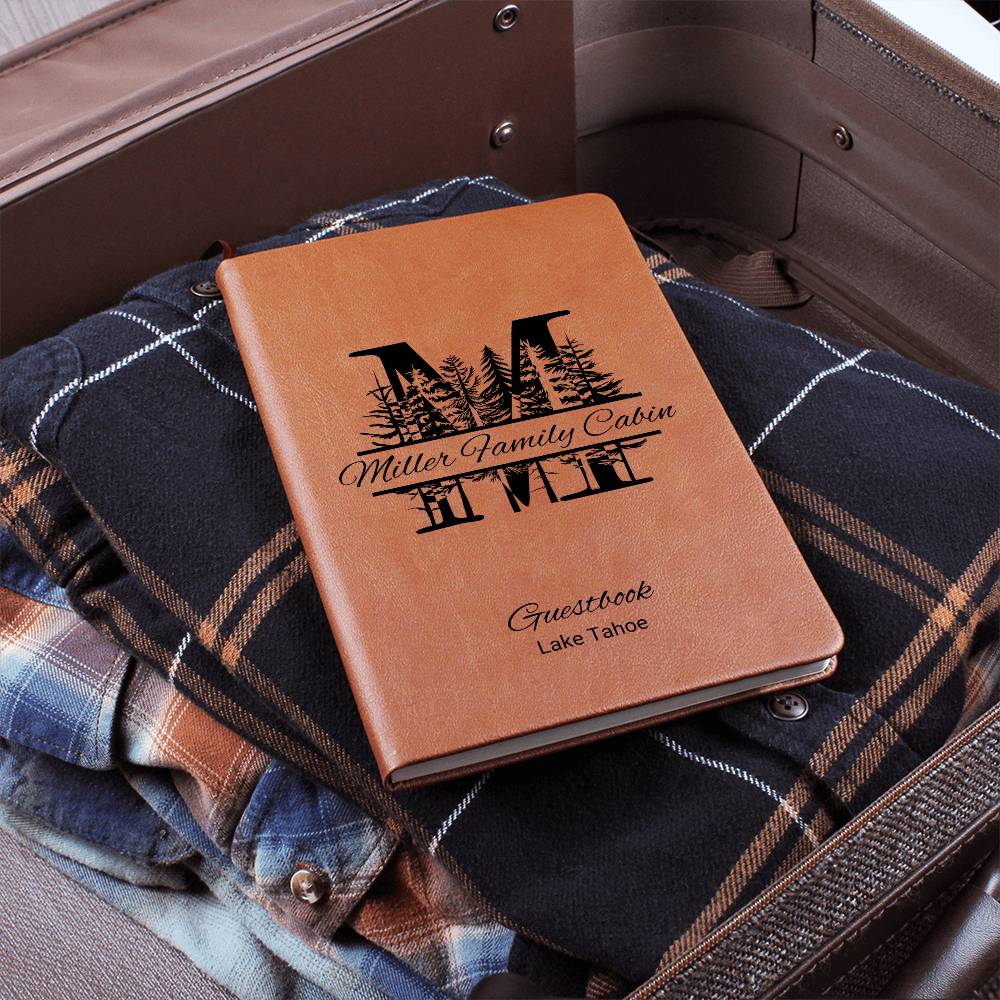 Personalized Cabin Guest Book, Engraved Leather Notebook, Personalized Journal, Customized Leather Gift, Leatherette Journal, Cabin Decor