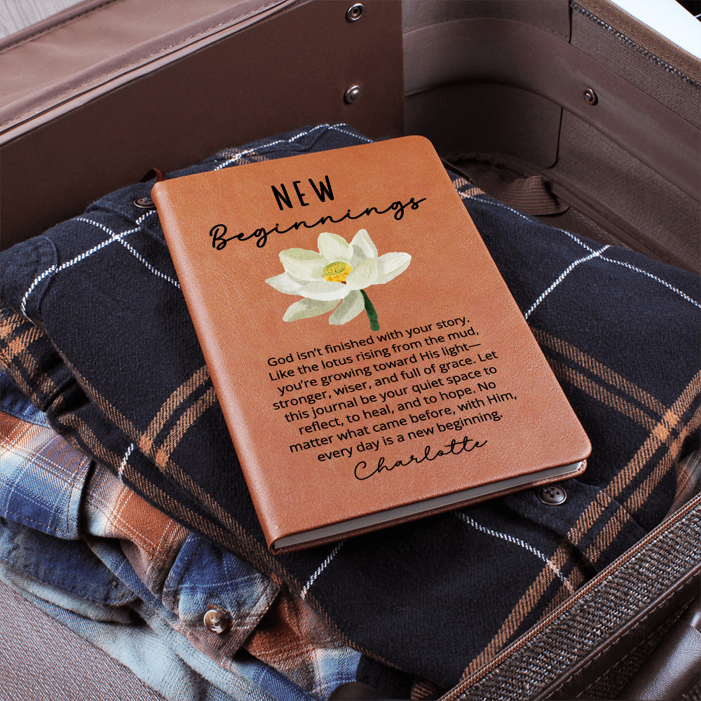 Christian New Beginnings Journal Gift for Her – Faith-Based Lotus Flower Notebook – Encouragement, Divorce, Sobriety, Recovery Gift
