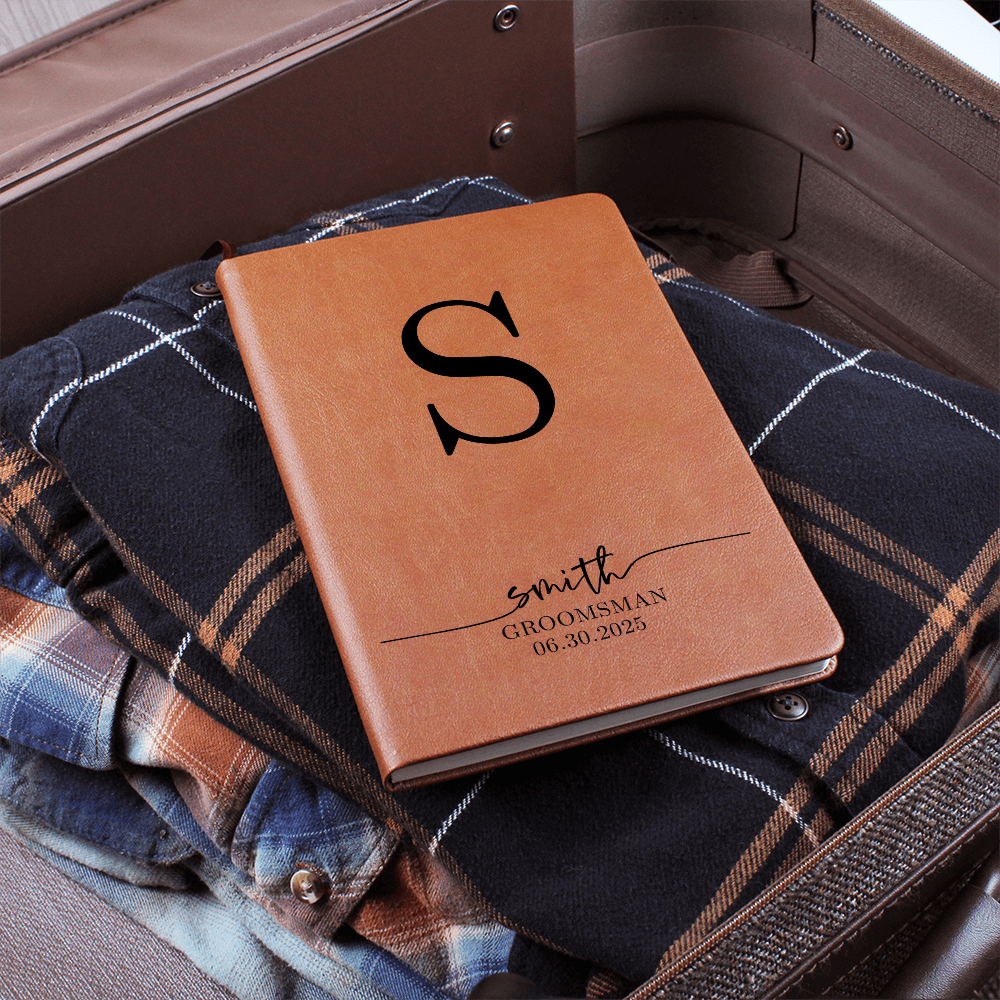 Personalized Groomsman Journal – Custom Monogram Notebook with Name & Wedding Date – Groomsmen Proposal or Thank You Gift Idea