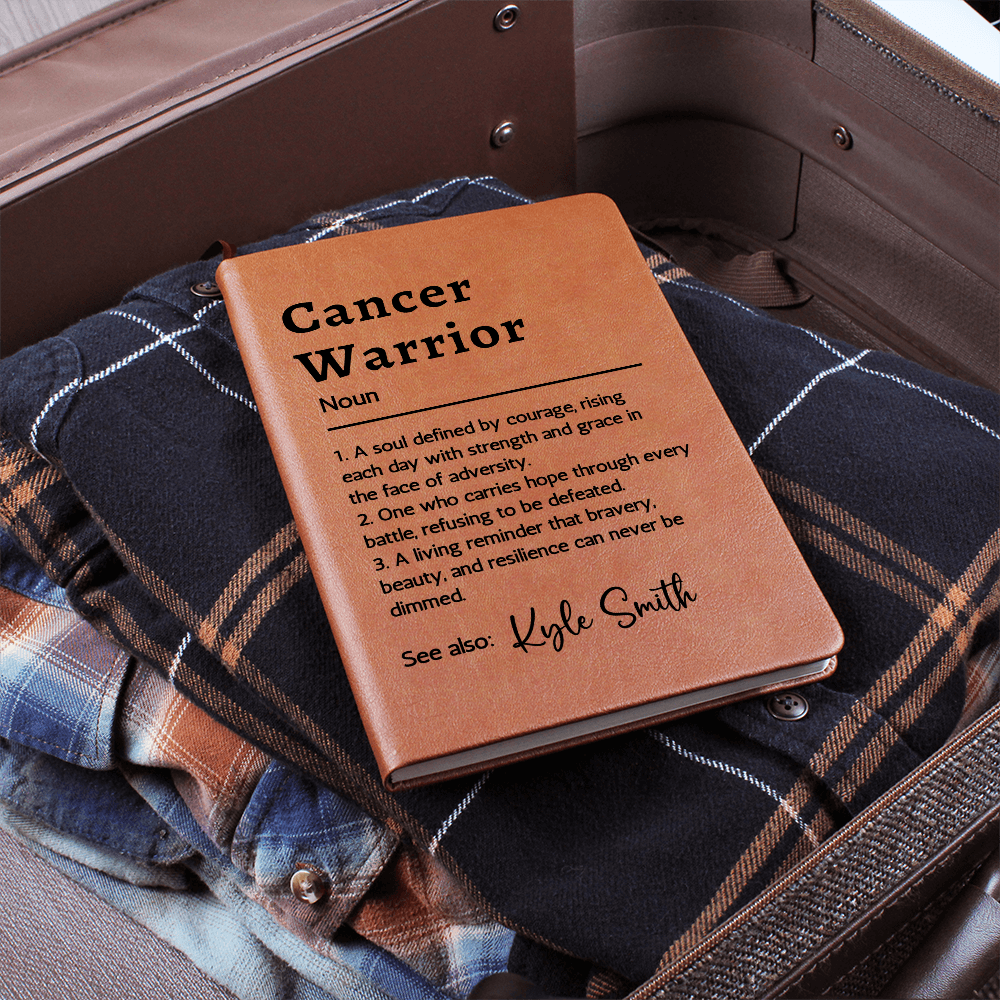 Cancer Warrior Journal, Personalized Vegan Leather Notebook, Custom Name Cancer Survivor Gift, Encouragement Journal, Christmas Gift Idea
