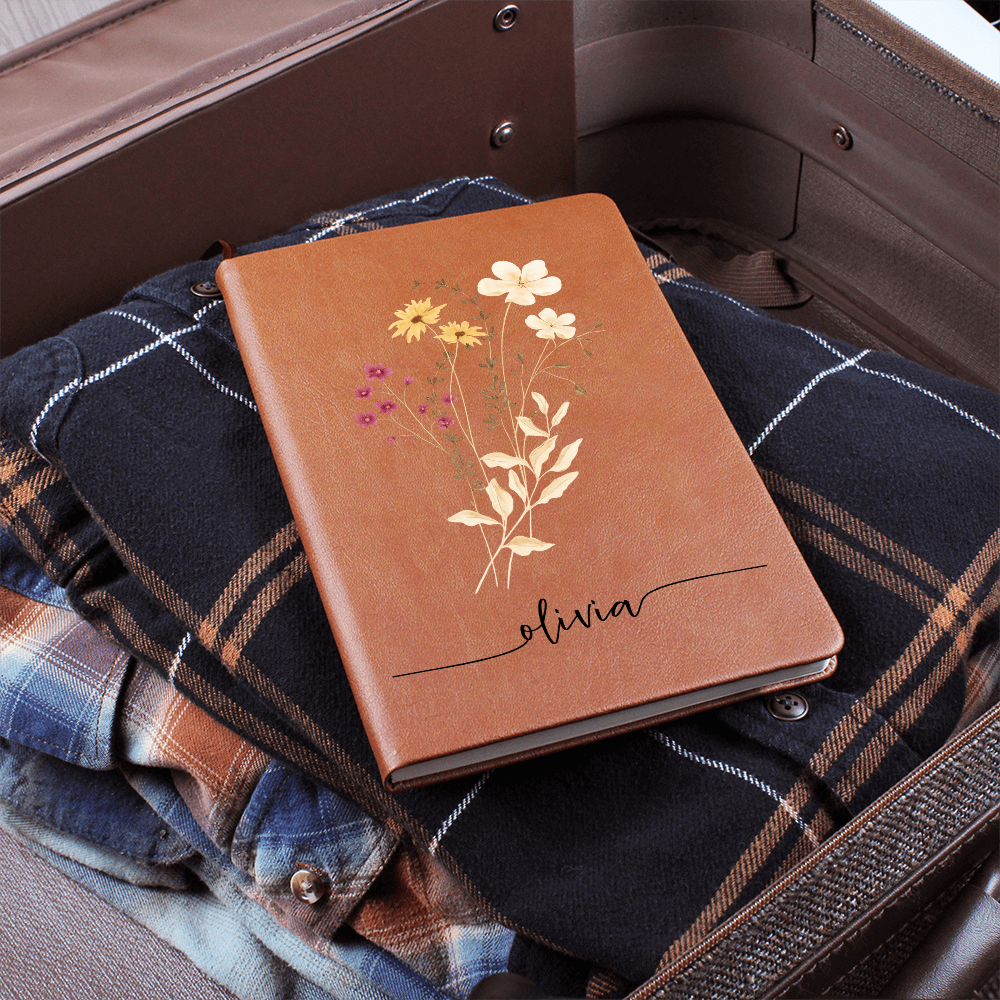 Wildflower Personalized Journal with Name & Date – Custom Floral Notebook Gift for Her, Bridesmaid, Mom, Bride Gratitude Diary for Women