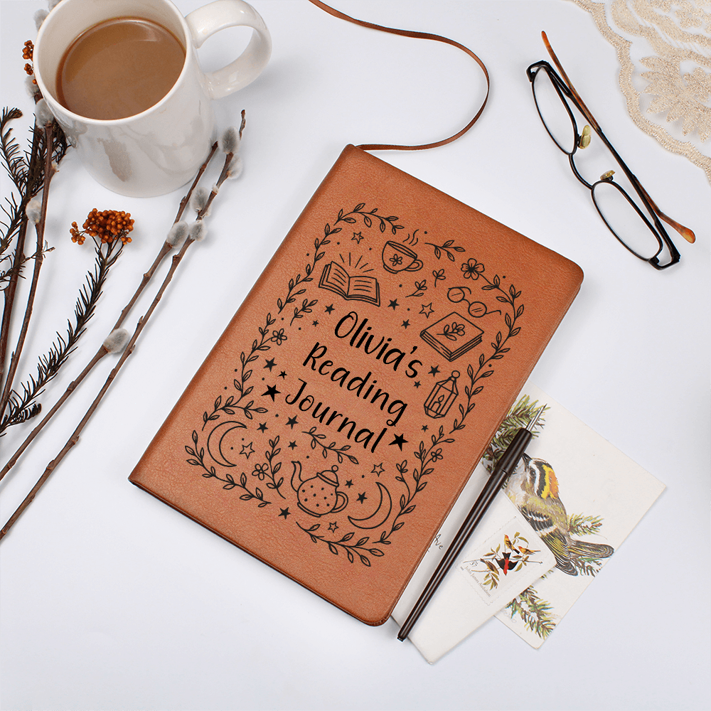 Personalized Reading Journal for Book Lovers – Custom Book Review Custom Vegan Leather Notebook Gift for Women, Teens, Teachers, Students