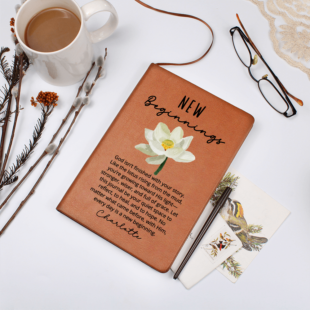 Christian New Beginnings Journal Gift for Her – Faith-Based Lotus Flower Notebook – Encouragement, Divorce, Sobriety, Recovery Gift