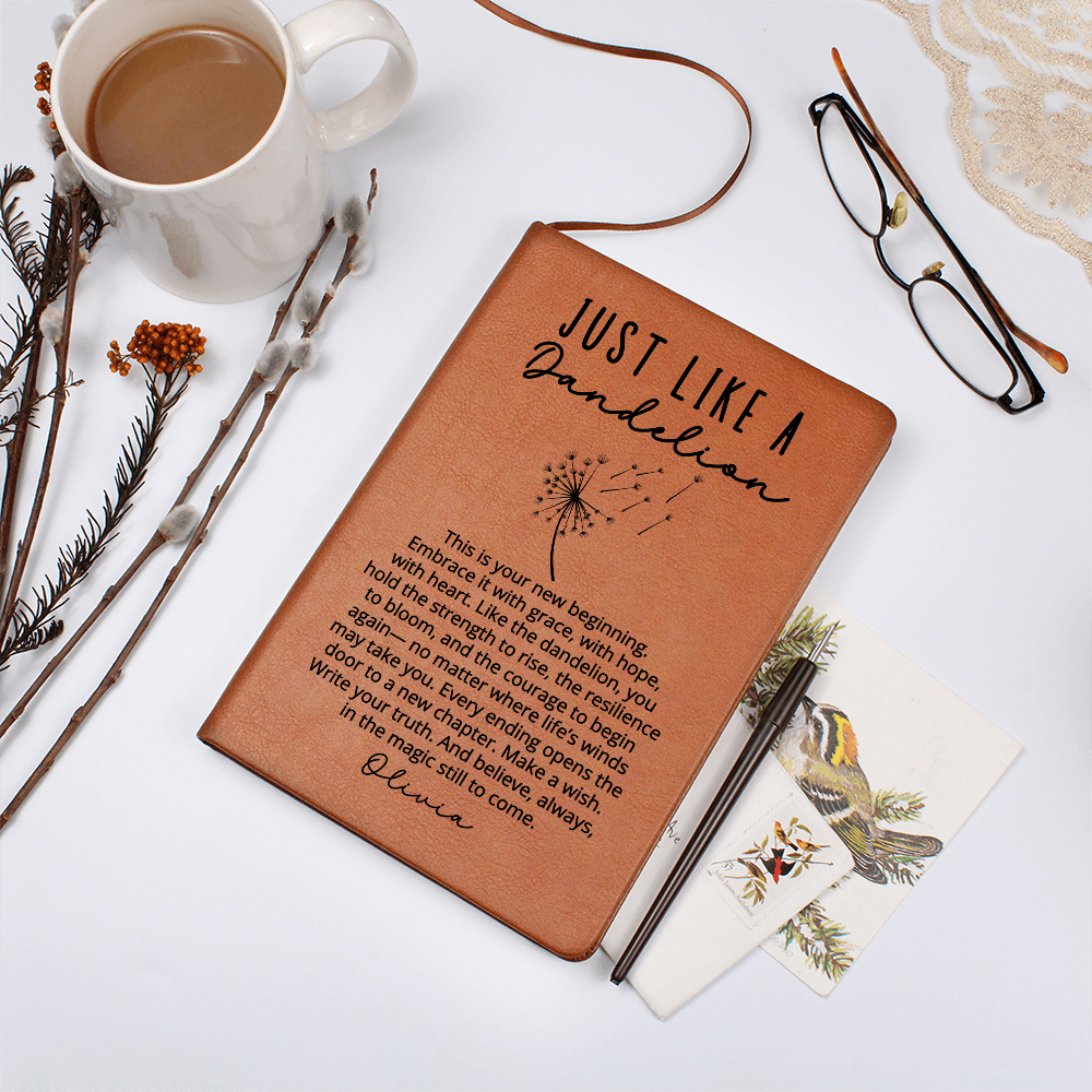 Personalized New Beginnings Journal for Her Dandelion Fresh Start Gift, Retirement, Divorce, Graduation, New Chapter Notebook
